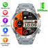 Silver and gray smart watch with round display, fitness tracker features, sports modes, waterproof design, and wireless call support.