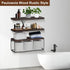 Paulownia wood rustic wall shelves in bathroom with towels, plants, and storage baskets
