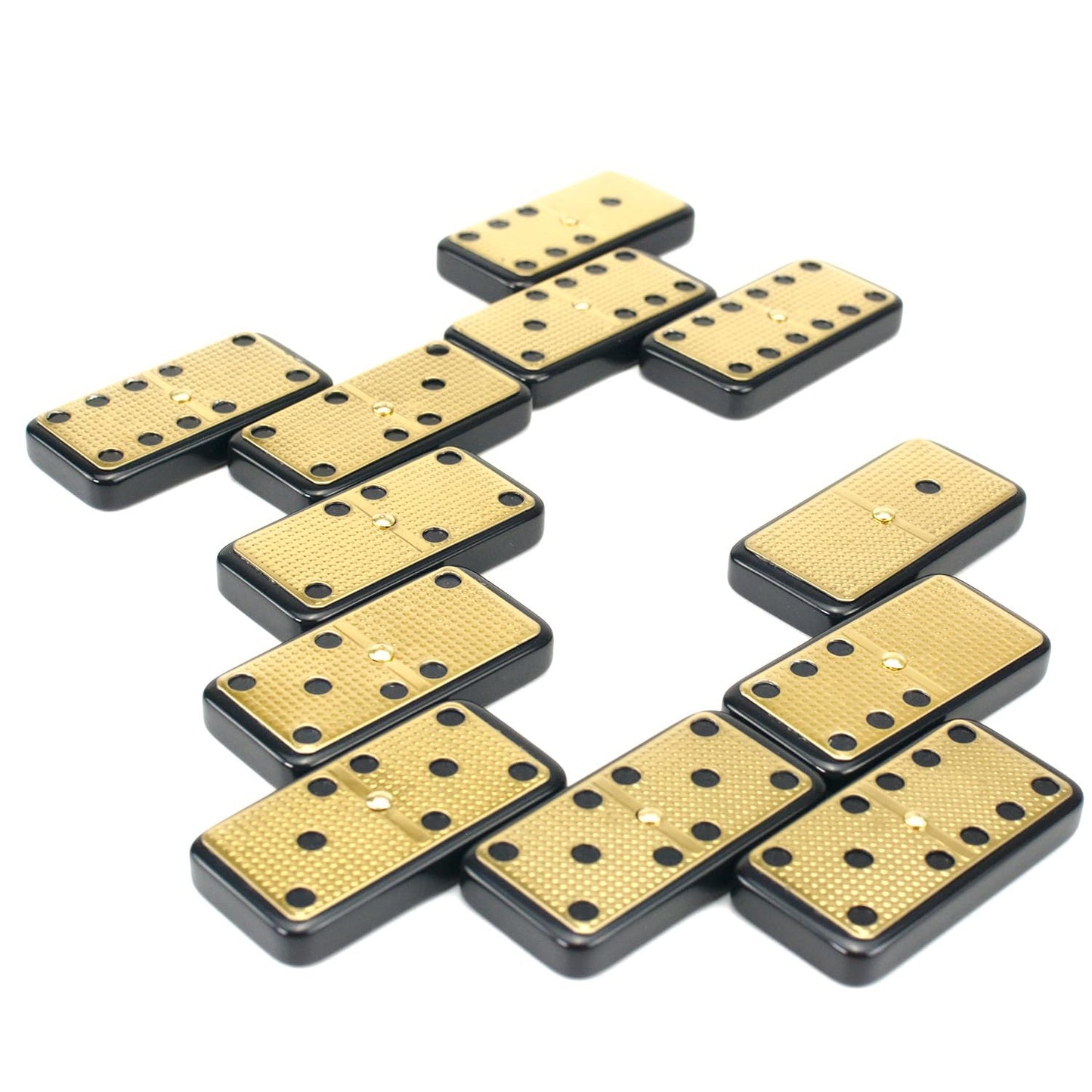Bucher&Rossini Dominoes Set Double 6 - Claasic Black Domino's Game Set with Metal Surface for Adults and Kids Idea Gift Present for Domino Players or Family Game Night