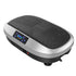 Black and silver vibration platform machine with textured surface and digital display
