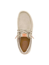 Beige casual loafer shoe with soft suede material and relaxed fit, top view