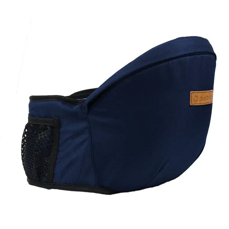 Navy blue padded waist bag with mesh side pocket, soft fabric, modern streetwear accessory