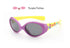 Oval purple sunglasses with yellow arms, cartoon accents, and dark lenses.