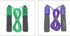 Two jump ropes with foam handles, one green and black, one purple and black, on white background.