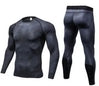 Black textured compression shirt and leggings, form-fitting athletic wear for streetwear style