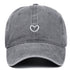 Retro small love embroidered gray cotton peaked cap with dome crown