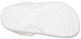 Bottom view of white Crocs Unisex-Adult Classic Clogs showing textured sole design