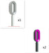 Modern oval hair brushes in white and magenta, plastic bristles, ergonomic handles, set of three.