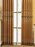 Gold embroidered blackout curtains with classic floral design, heavy fabric, floor-length fit