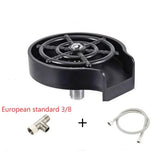 Black round sink cup rinser with metal 3/8 connector and flexible hose, European standard