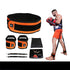 Man wearing orange and black resistance training bands, athletic shorts, and workout gear set.