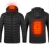 Black heated jacket coat with hood, USB electric heating, cotton insulation, and temperature control for men&
