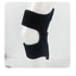Black neoprene adjustable knee support wrap with open patella, snug athletic fit