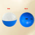 Round blue and white tech gadget with USB port, shown from side and back views on neutral background.