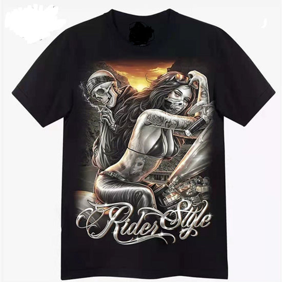 Printed Short-sleeved Leisure Motorcycle