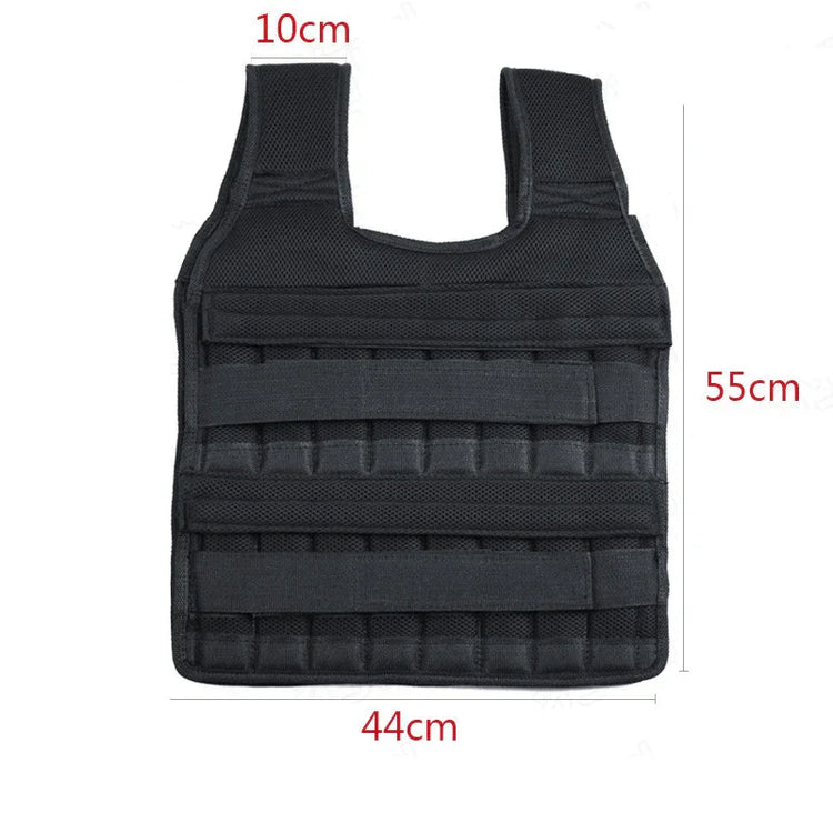 Black tactical streetwear vest with mesh fabric, boxy fit, and visible size measurements