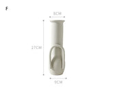 Modern white ceramic vase with minimalist handle, 27cm tall, matte finish, cylindrical design