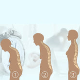 Illustration showing spine curvature correction from hunched to straight posture for Spine Bending Posture Corrector product.