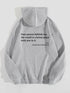 Gray oversized hoodie with black text print on the back, casual streetwear style, soft cotton material