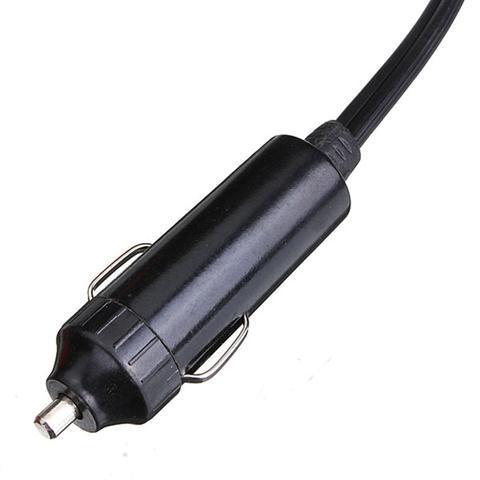 Black car cigarette lighter adapter with metal clips and attached power cord