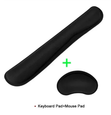 Black ergonomic keyboard wrist rest and mouse pad set, soft cushioned material