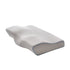 Ergonomic memory foam pillow with contoured shape and textured white cover