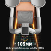 Wide 105mm orange and gray exercise wheel with ergonomic foam handles and digital display