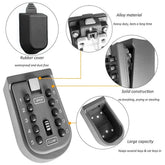 Gray alloy key lock box with waterproof rubber cover, solid build, numbered keypad, large compartment