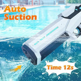 Futuristic waterproof device demonstrating automatic suction in a swimming pool