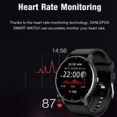 Lige Smartwatch with heart rate monitoring touchscreen and flexible silicone strap