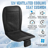 Black ventilated cooling seat cushion with mesh material and ergonomic fit, designed for comfort and breathability.