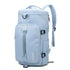 Light blue streetwear backpack with adjustable straps, front pocket, and nylon material