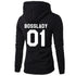 Black fitted hoodie with bold white &