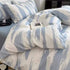 Cotton gradient color bed sheet set with blue and white brush stroke pattern