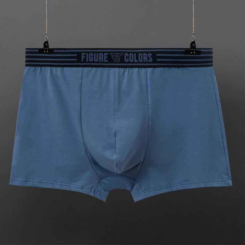 Blue stretch boxer briefs with elastic waistband, slim fit, soft cotton-blend material