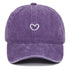 Purple retro small love embroidered cotton baseball cap with a dome crown and adjustable strap