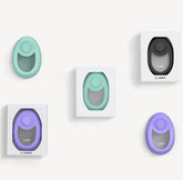 Oval personal safety alarms in mint green, lavender, and black with smooth, modern plastic design
