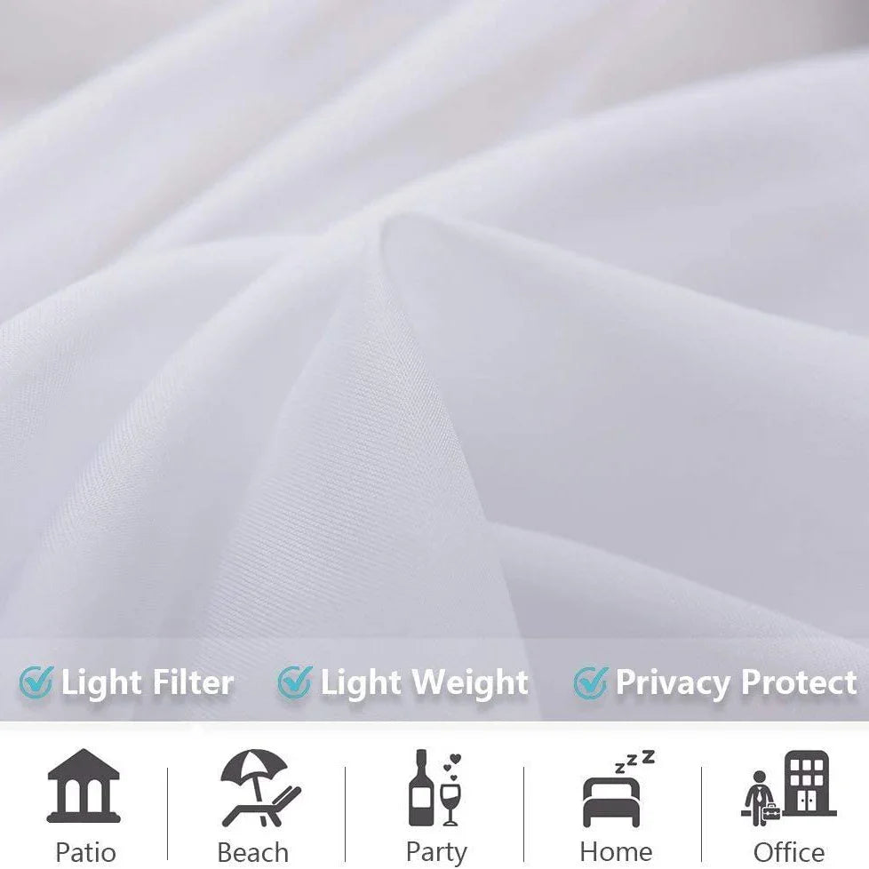Sheer white lightweight fabric with soft texture, suitable for light filtering and privacy.