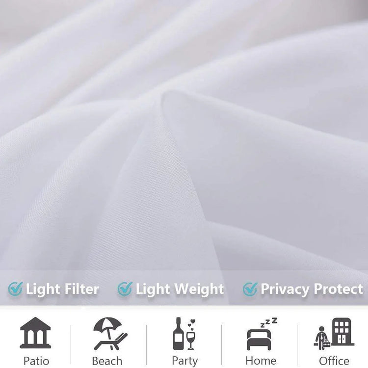 Sheer white lightweight fabric with soft texture, suitable for light filtering and privacy.