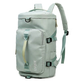 Light grey minimalist backpack with zip pockets, adjustable straps, and durable material