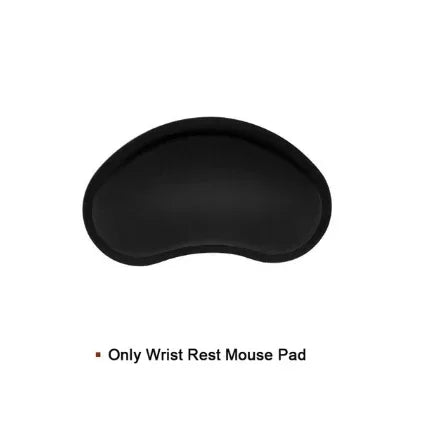 Black ergonomic wrist rest mouse pad with smooth, curved design and soft material