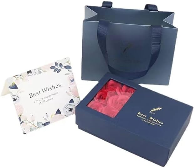 Luxury gift box and bag set for 18K pure gold bracelet with red roses and best wishes card