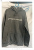 Gray fleece hoodie with front pocket and &