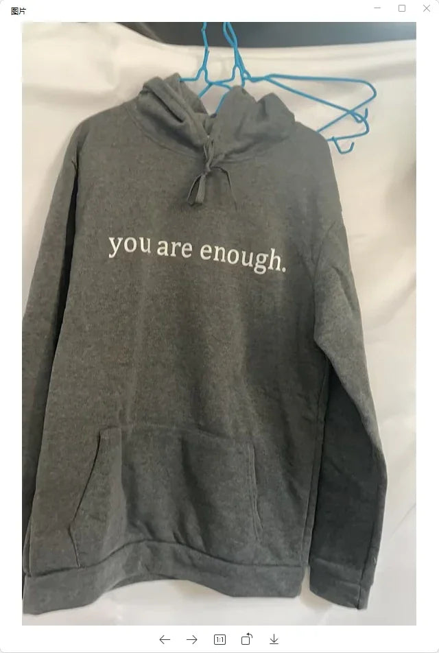 Gray fleece hoodie with front pocket and &