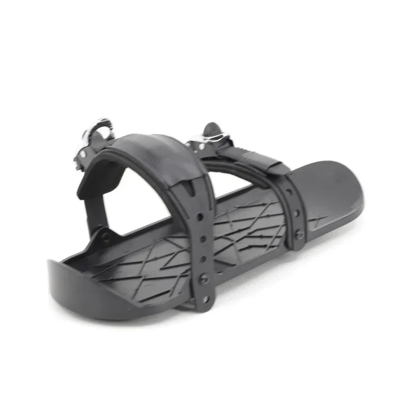 Black adjustable tech sandal with thick straps and textured rubber sole, futuristic style