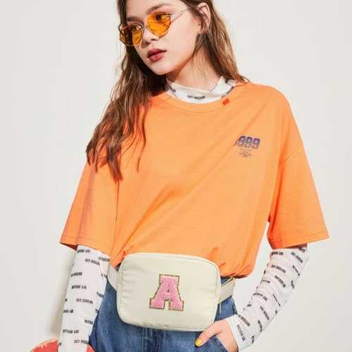 YOOLIFE initial crossbody belt bag with embroidered letter patch, compact and water-resistant fanny pack for women and teens