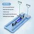 Ice blue multifunction foldable home workout equipment with handles, phone holder, and resistance bands for full body muscle training.