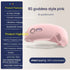 Pink futuristic massage eye mask with adjustable elastic band, foldable design, control buttons, and Bluetooth capability, set against a neutral background.