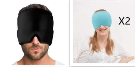 Unisex sleep mask set in black and blue, soft fabric, ergonomic fit for light blocking