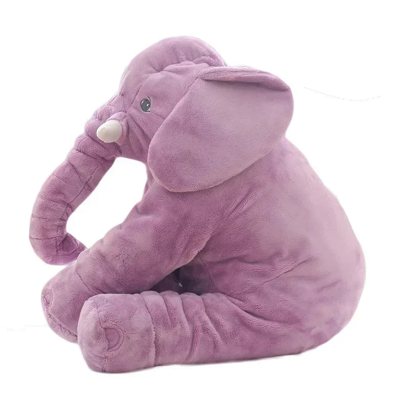 Purple plush elephant toy with soft fabric and cuddly, oversized fit